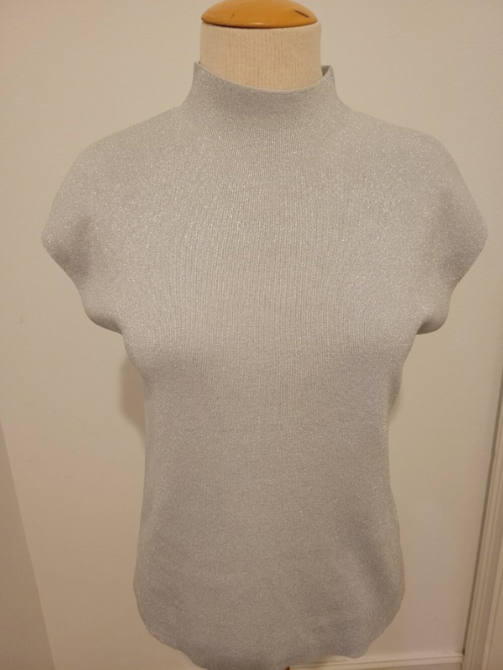 Mock neck cap sleeve sweater